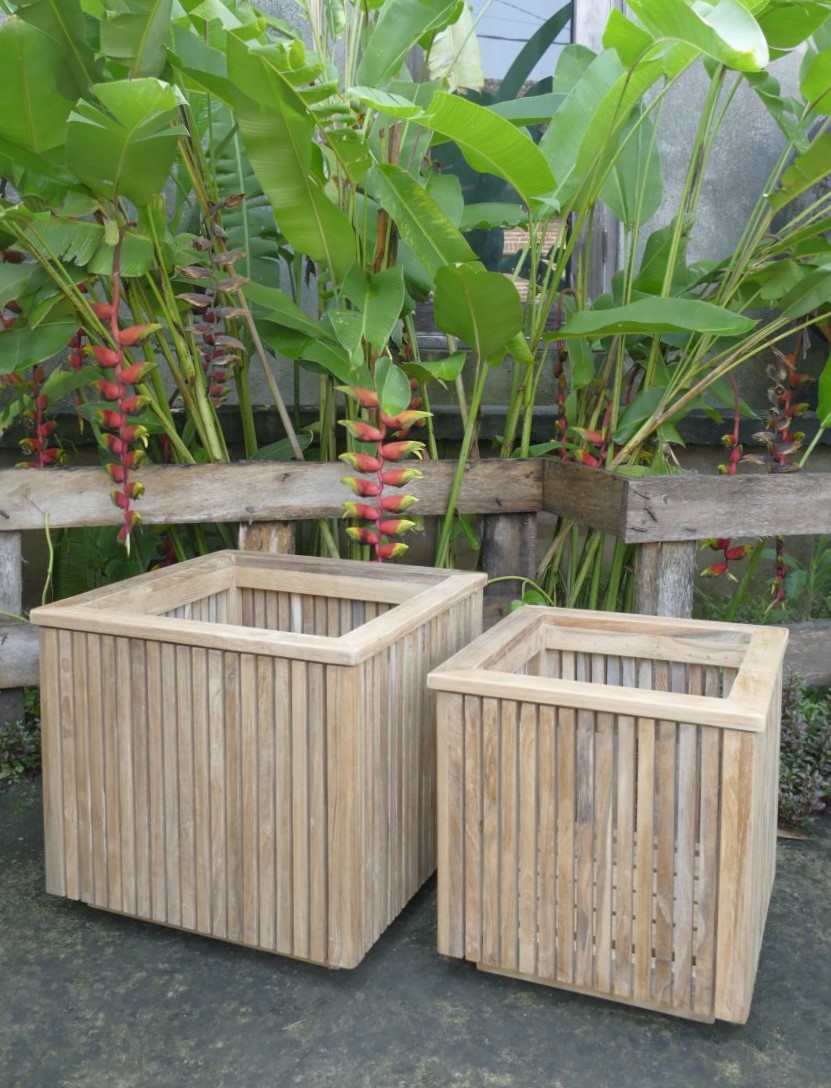 Product image 1 of the product “Dumai plant stand large made of teak wood, approx. 43 x 43 x 35 cm. ”